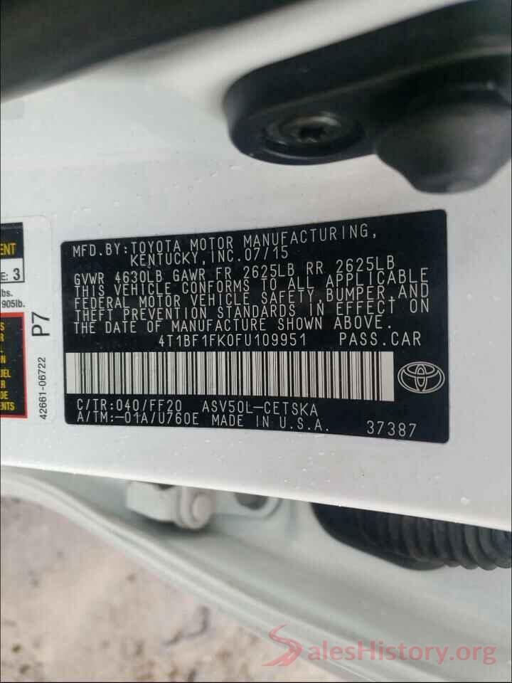 4T1BF1FK0FU109951 2015 TOYOTA CAMRY