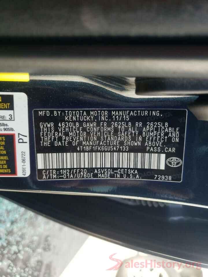 4T1BF1FK6GU547133 2016 TOYOTA CAMRY