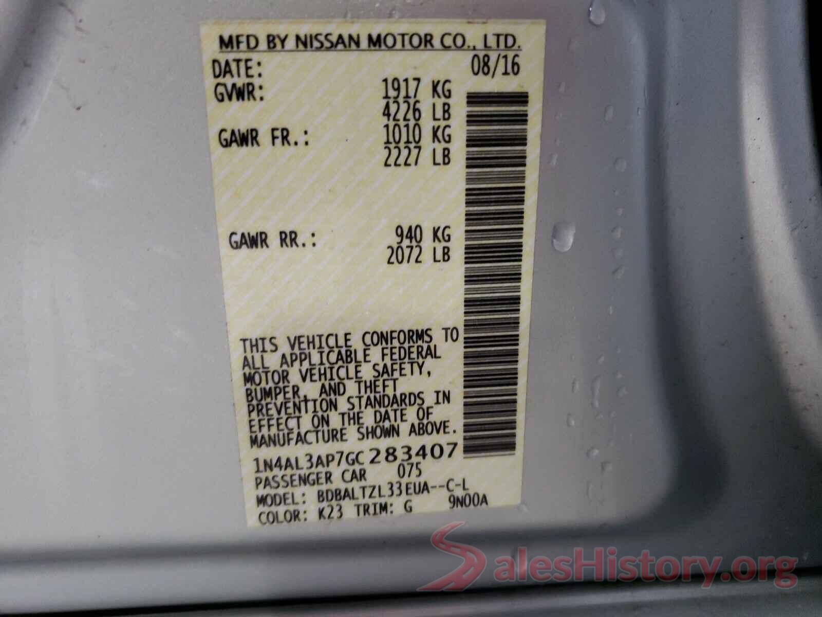 1N4AL3AP7GC283407 2016 NISSAN ALTIMA