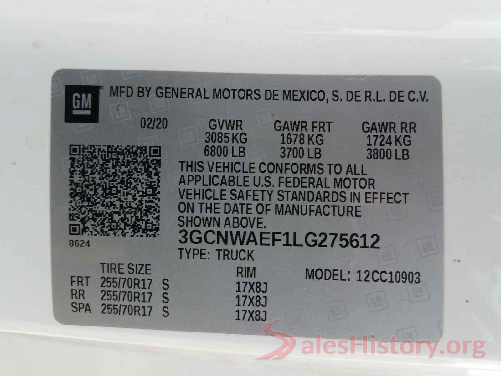 3GCNWAEF1LG275612 2020 CHEVROLET SILVERADO