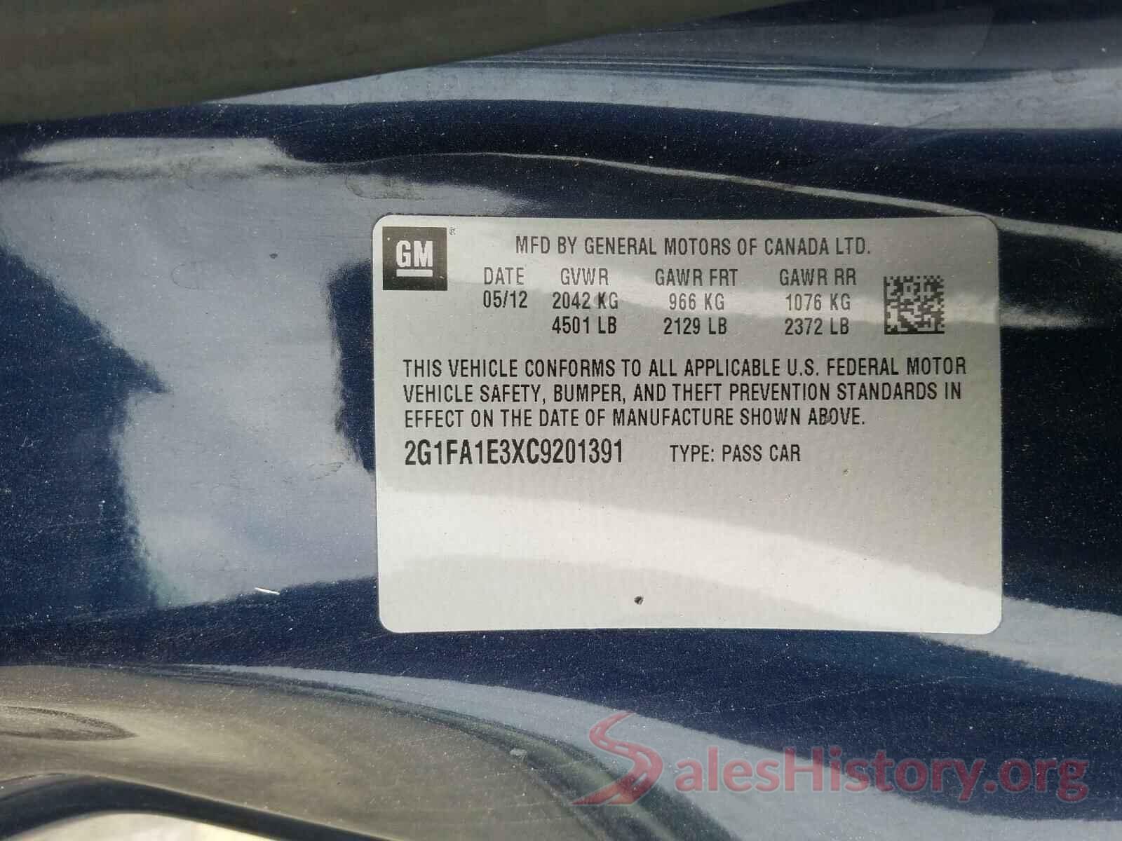 2G1FA1E3XC9201391 2012 CHEVROLET CAMARO