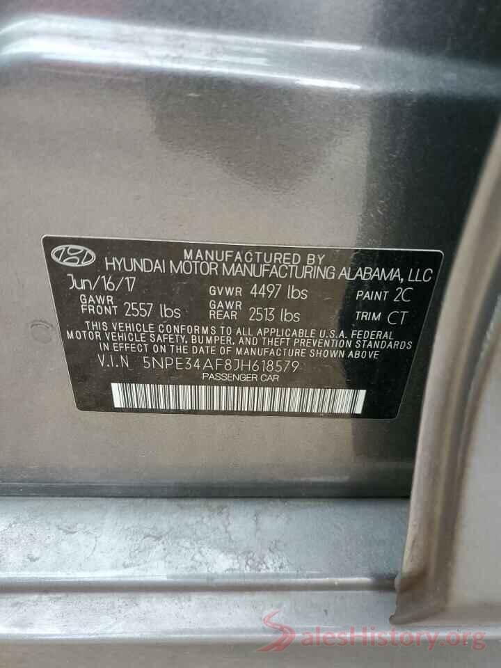 5NPE34AF8JH618579 2018 HYUNDAI SONATA