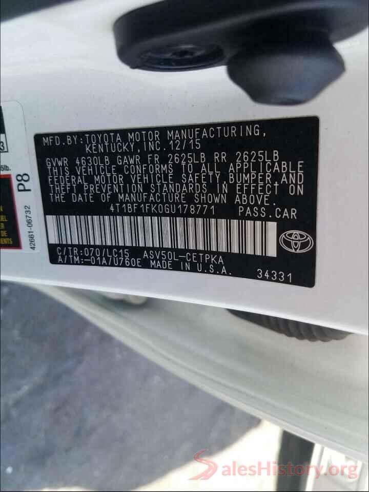 4T1BF1FK0GU178771 2016 TOYOTA CAMRY