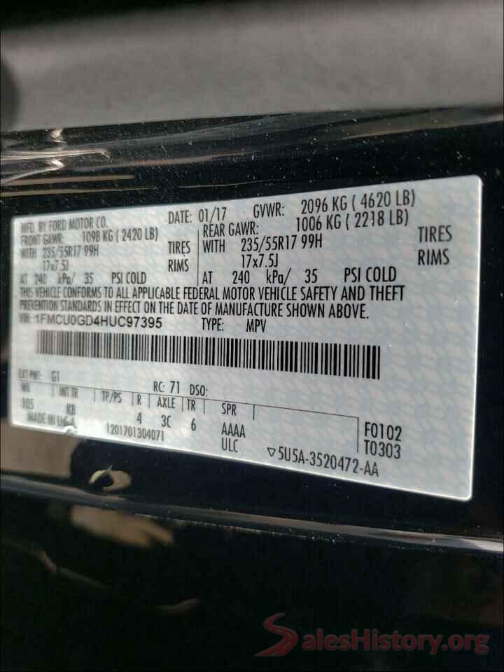 1FMCU0GD4HUC97395 2017 FORD ESCAPE