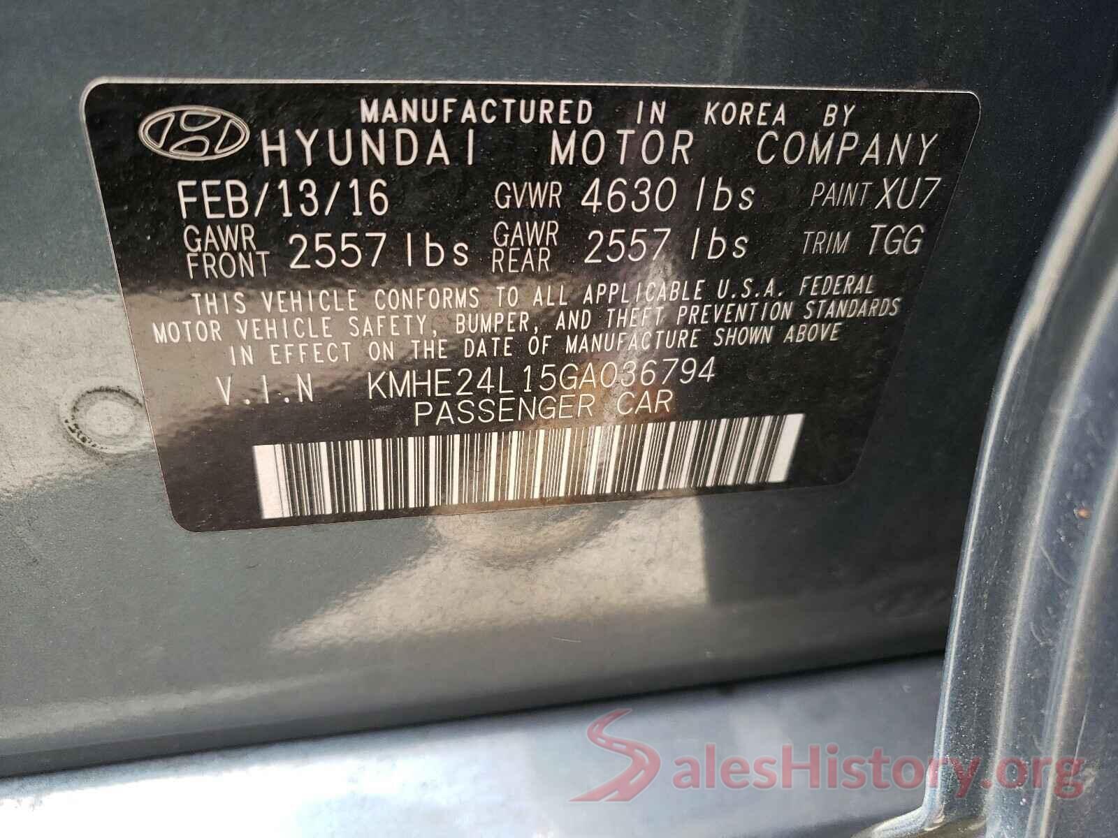 KMHE24L15GA036794 2016 HYUNDAI SONATA