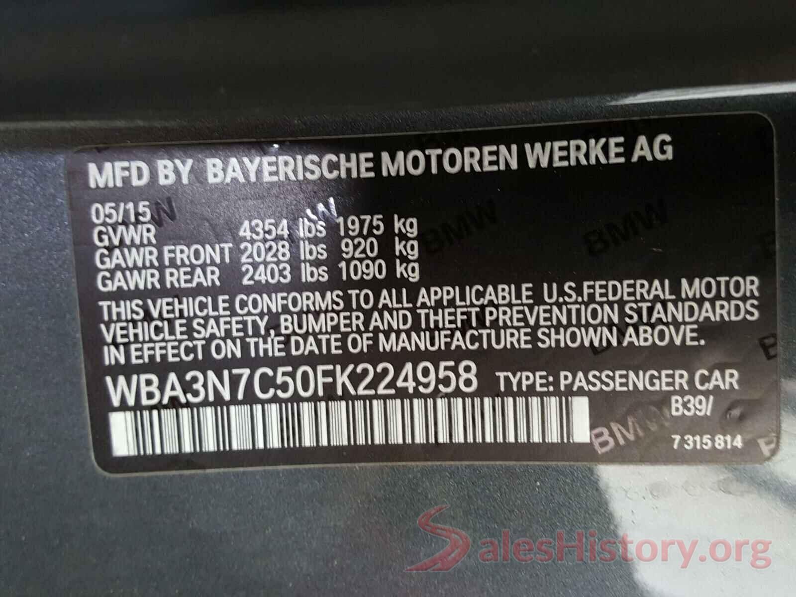 WBA3N7C50FK224958 2015 BMW 4 SERIES