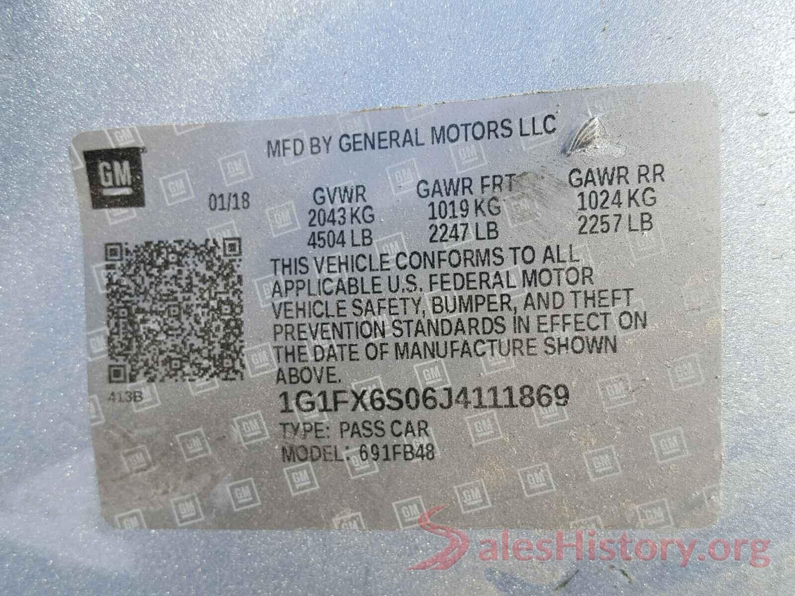 1G1FX6S06J4111869 2018 CHEVROLET BOLT