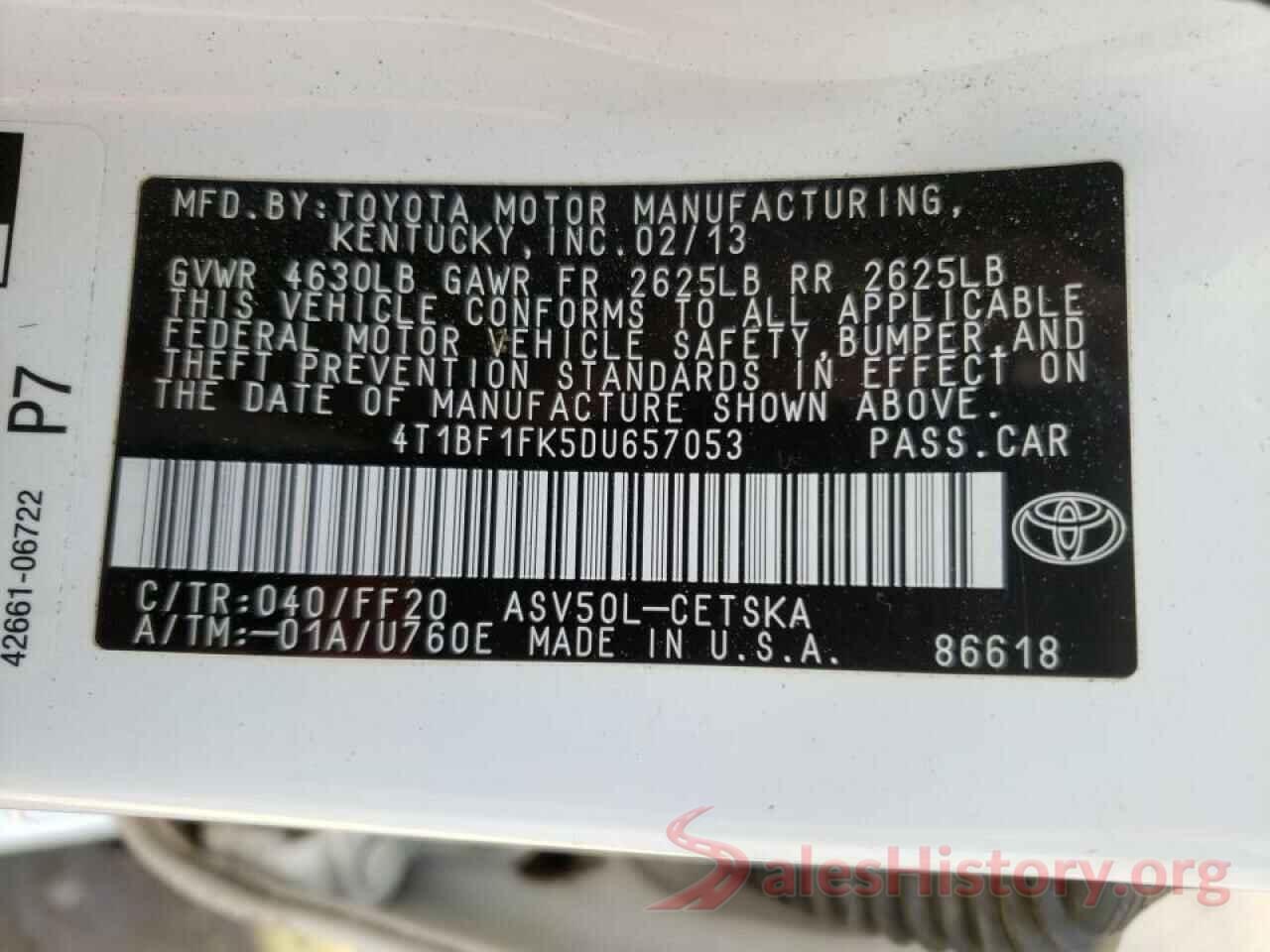 4T1BF1FK5DU657053 2013 TOYOTA CAMRY