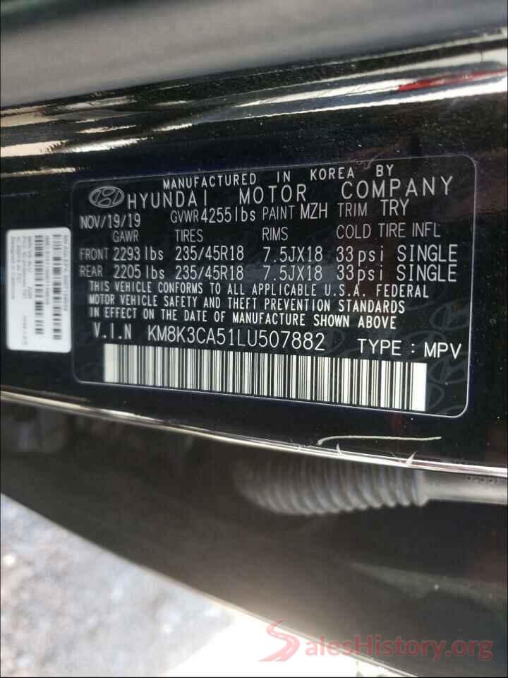 KM8K3CA51LU507882 2020 HYUNDAI KONA