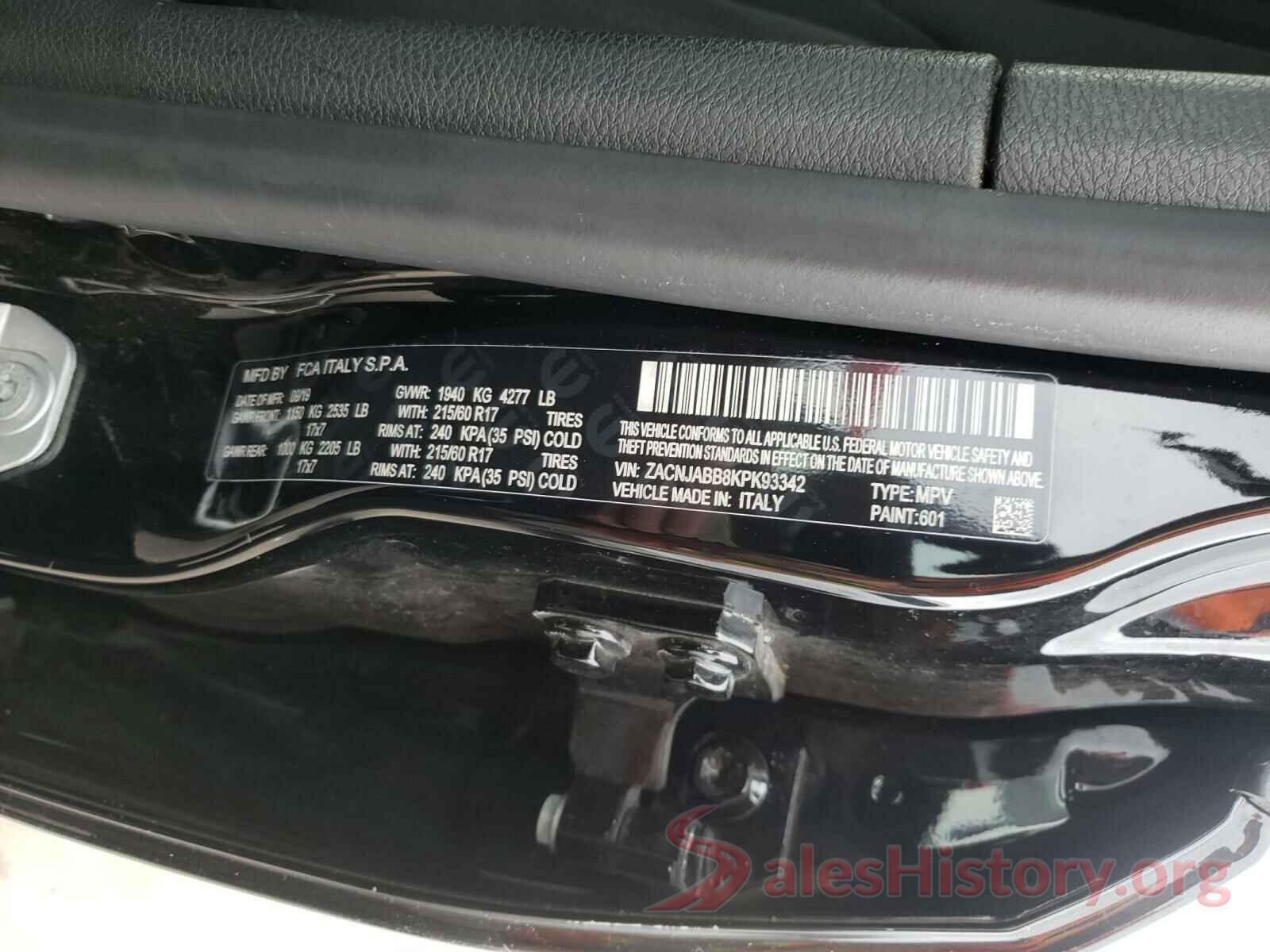 ZACNJABB8KPK93342 2019 JEEP RENEGADE