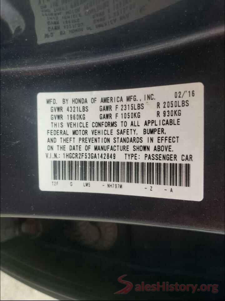 1HGCR2F53GA142849 2016 HONDA ACCORD