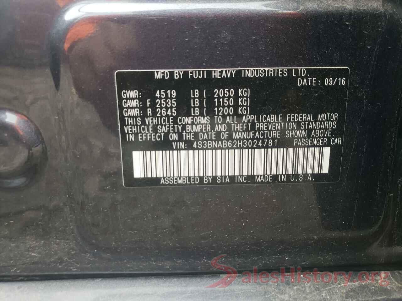 4S3BNAB62H3024781 2017 SUBARU LEGACY