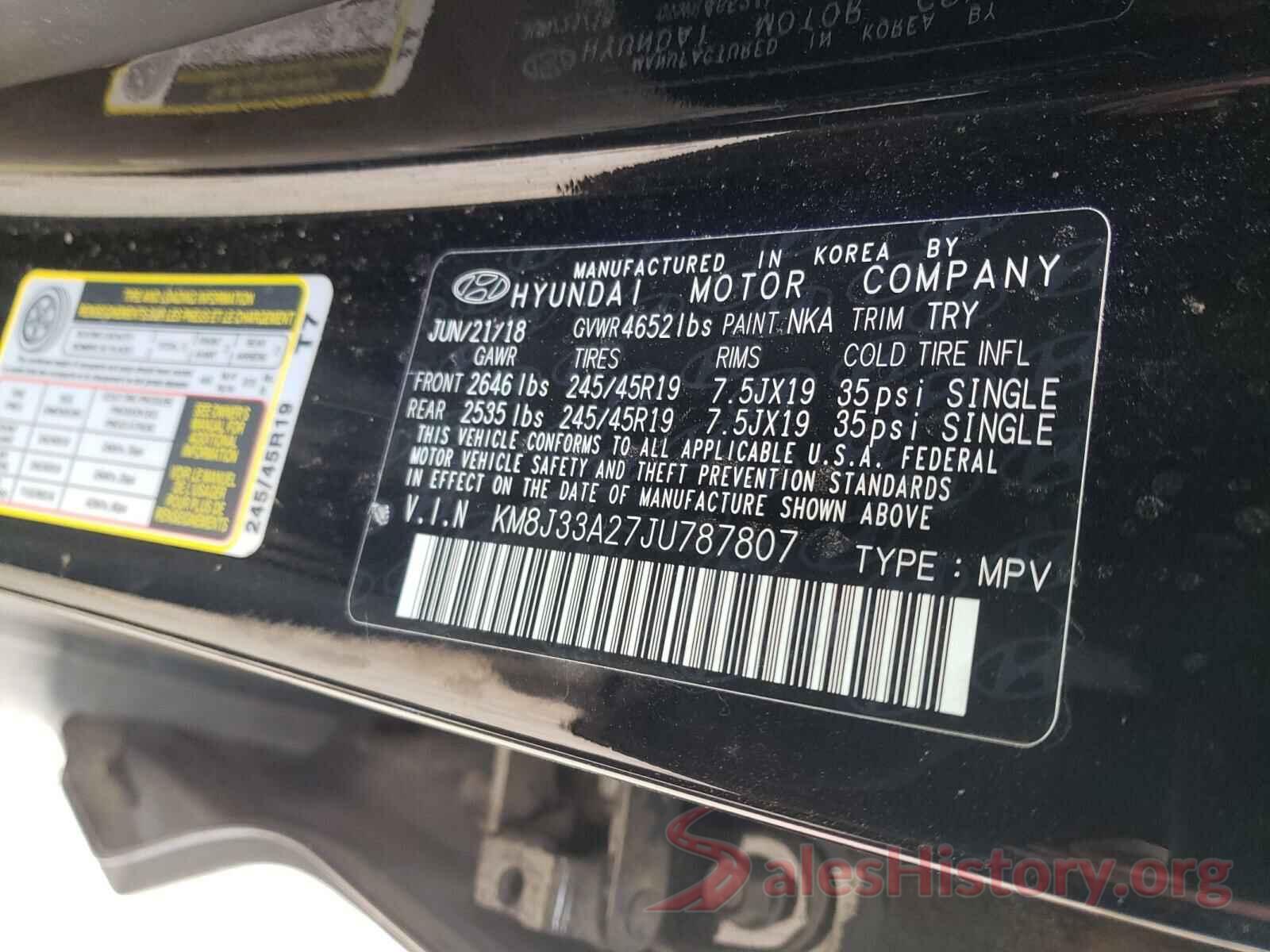 KM8J33A27JU787807 2018 HYUNDAI TUCSON