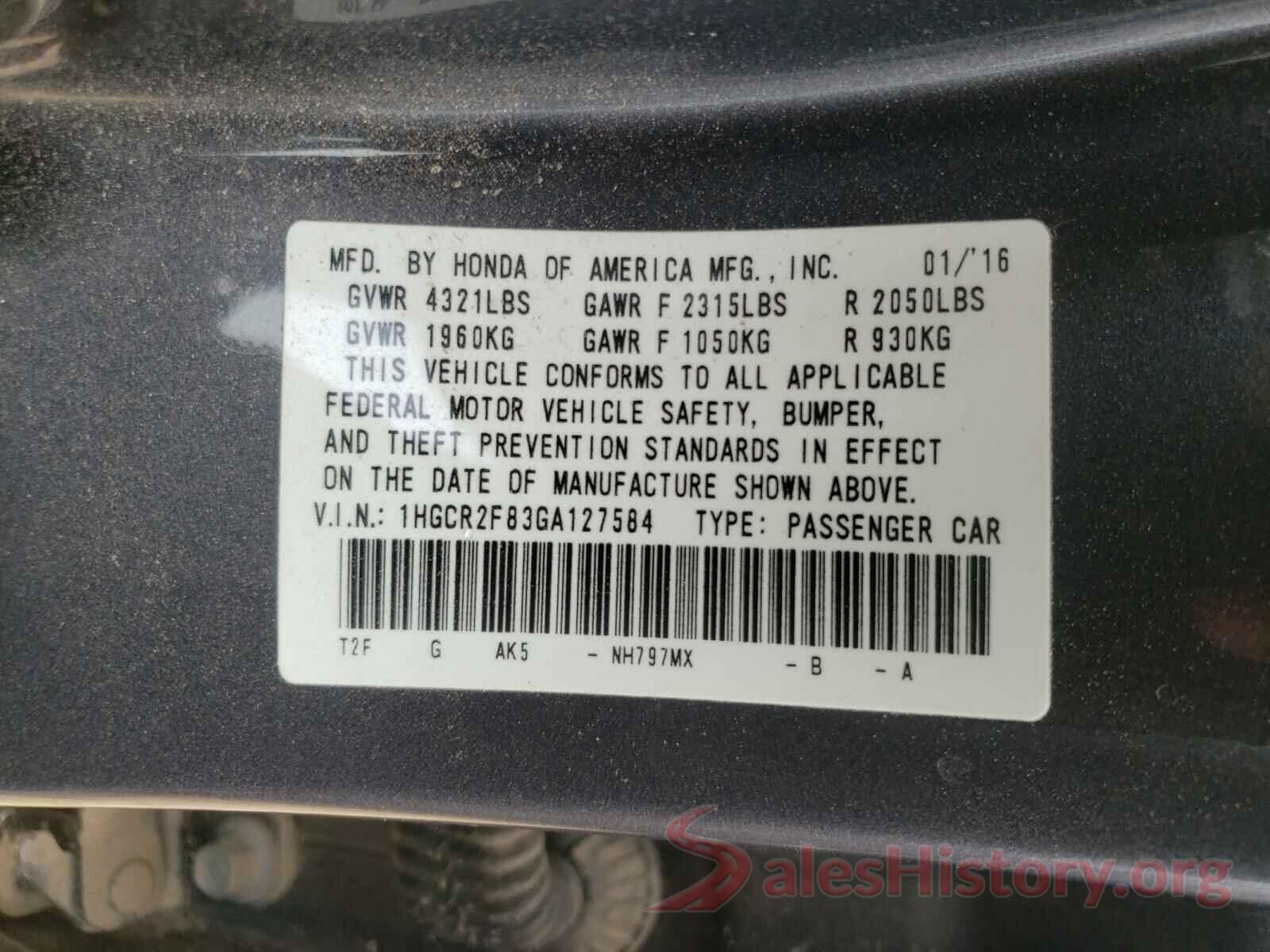 1HGCR2F83GA127584 2016 HONDA ACCORD