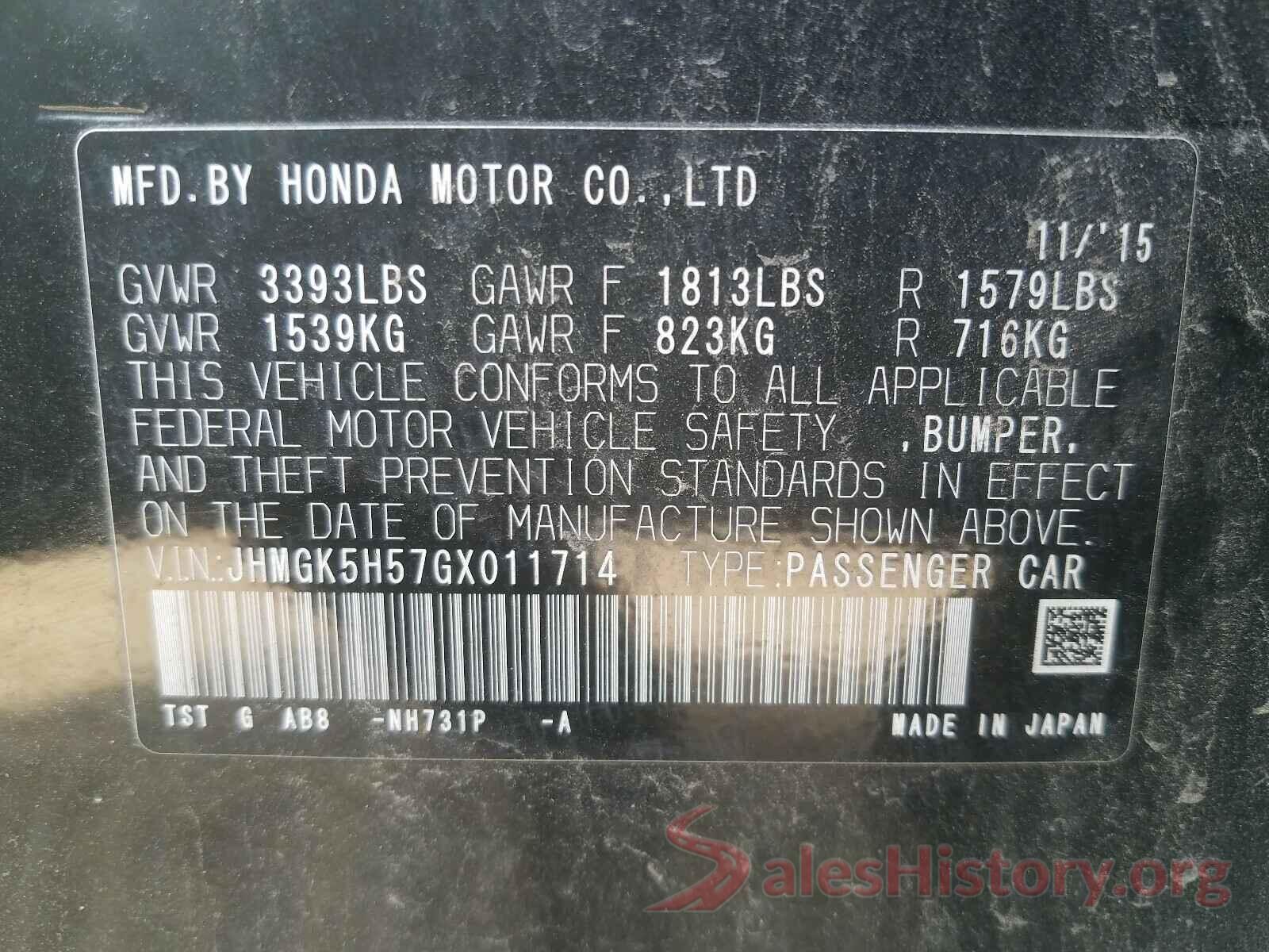 JHMGK5H57GX011714 2016 HONDA FIT