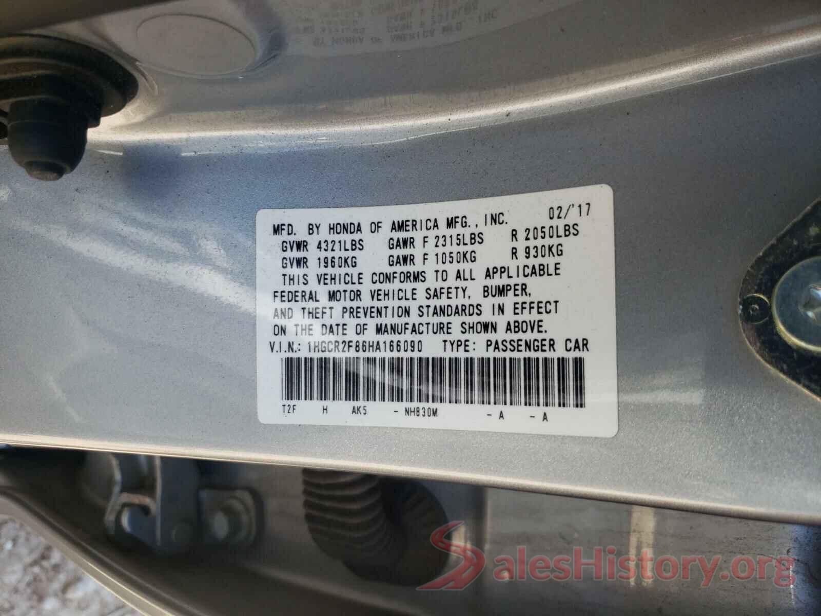 1HGCR2F86HA166090 2017 HONDA ACCORD