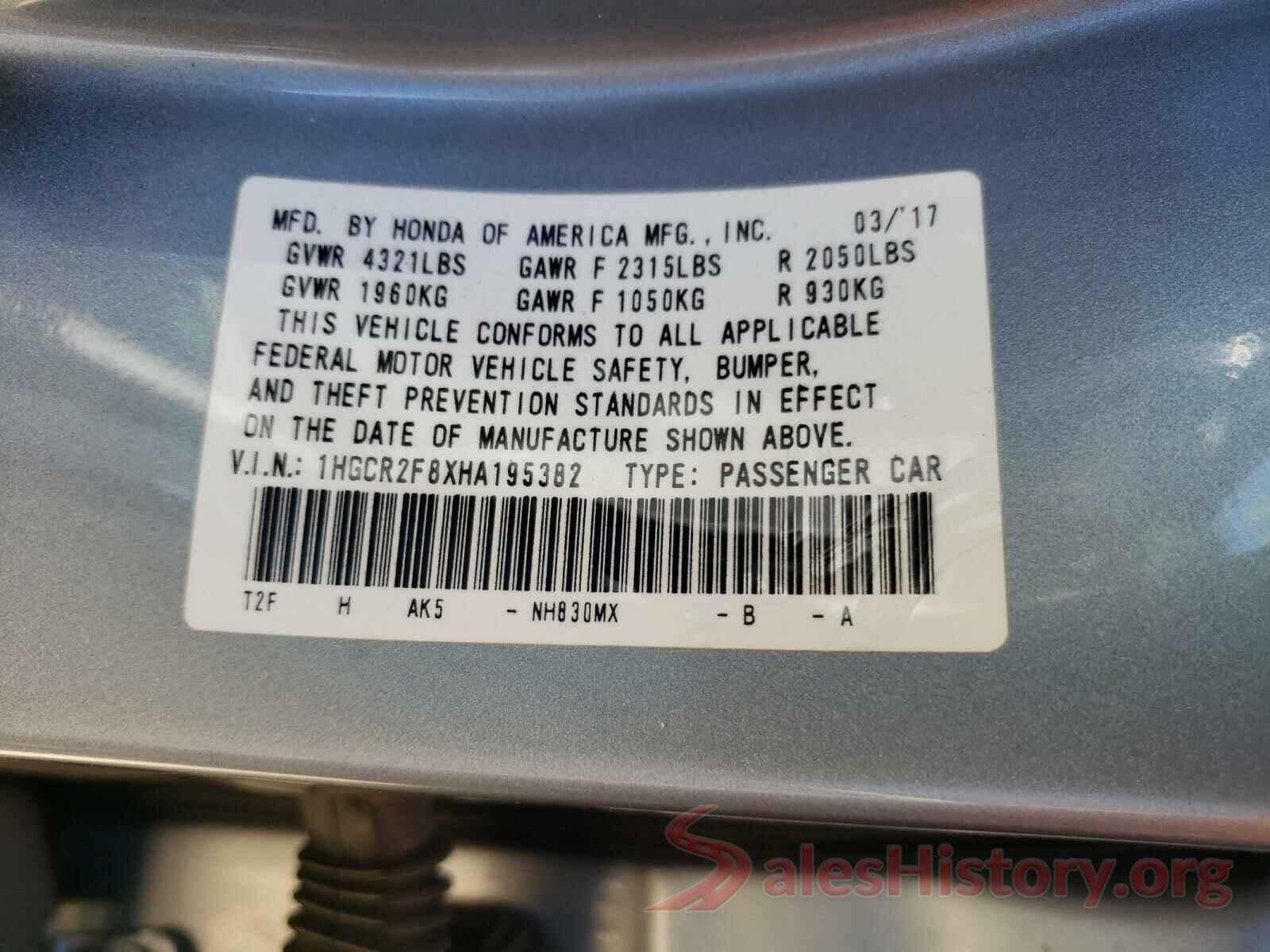 1HGCR2F8XHA195382 2017 HONDA ACCORD