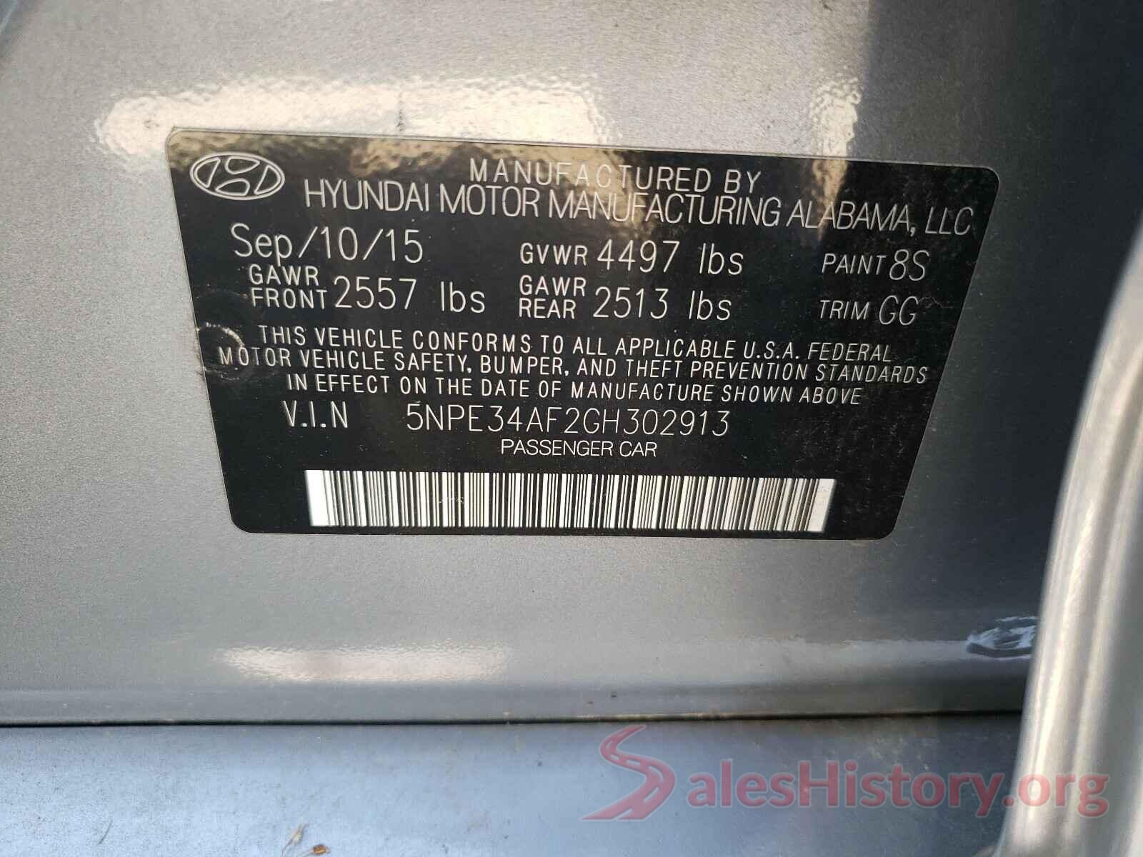 5NPE34AF2GH302913 2016 HYUNDAI SONATA