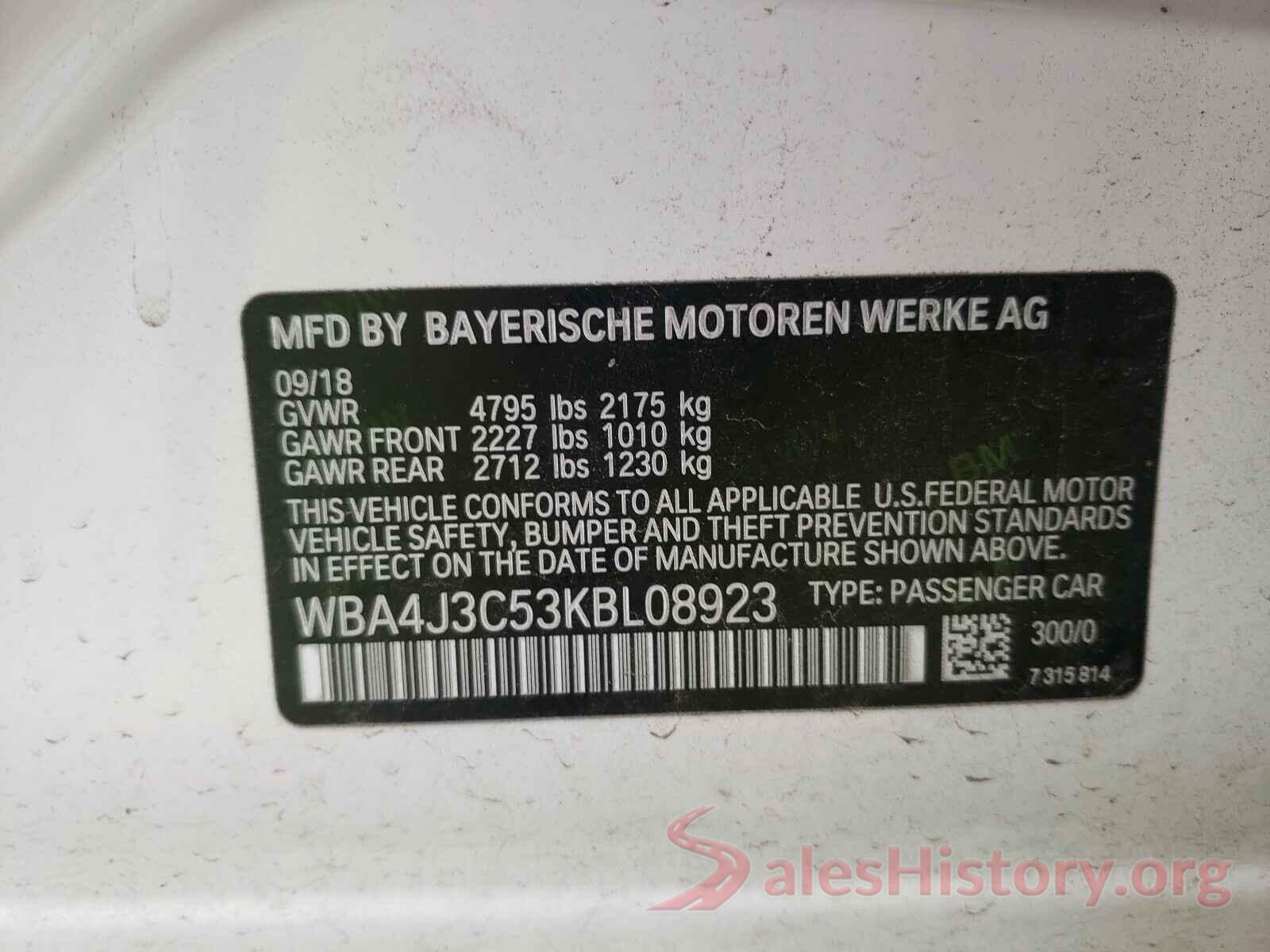 WBA4J3C53KBL08923 2019 BMW 4 SERIES