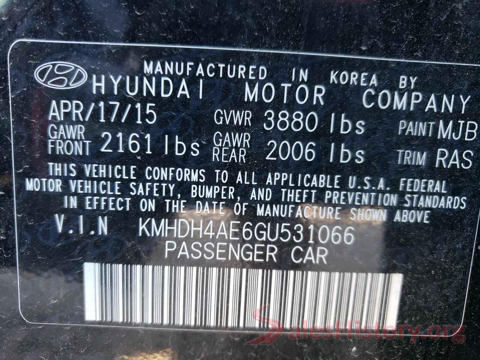 KMHDH4AE6GU531066 2016 HYUNDAI ELANTRA