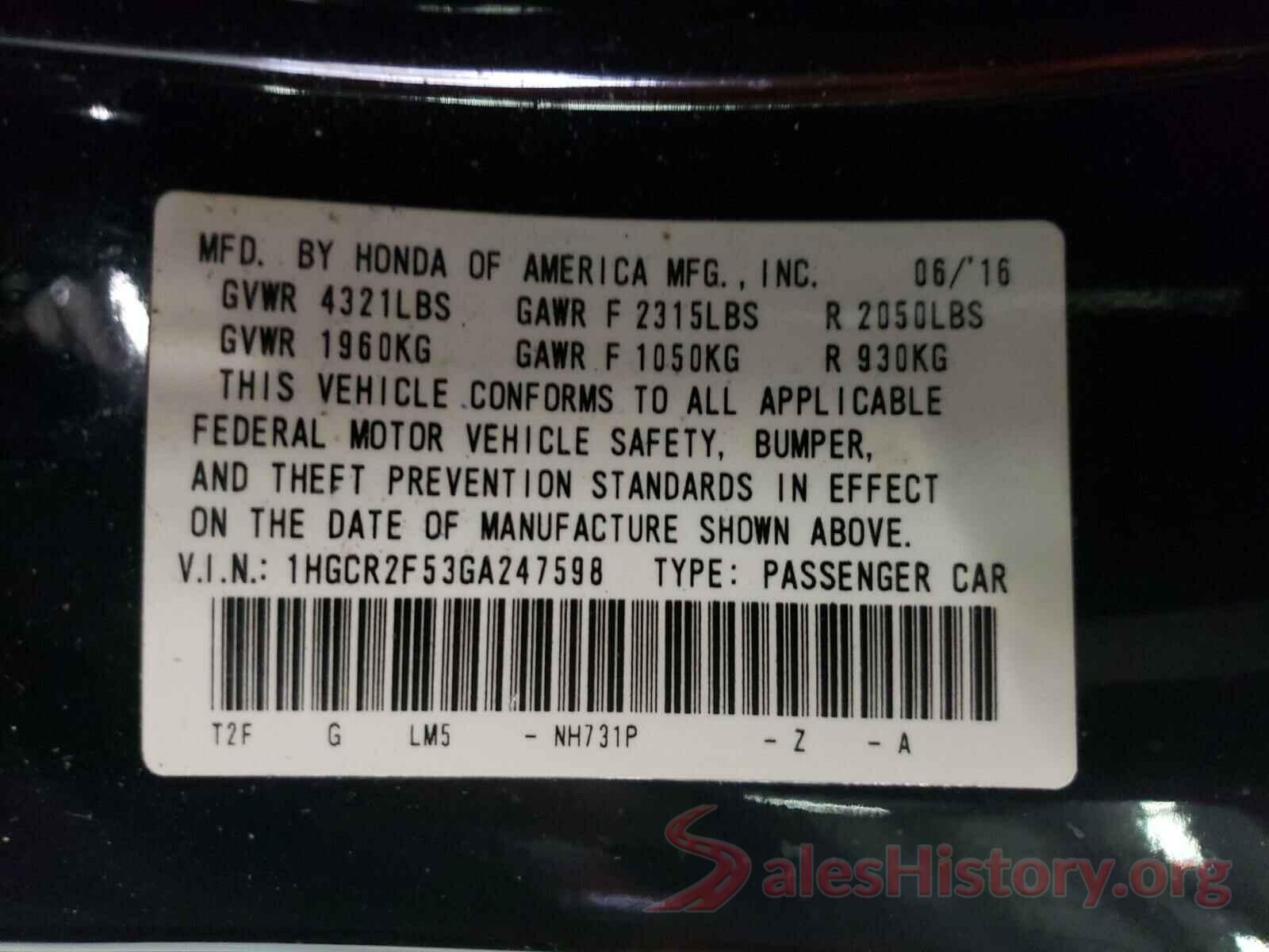 1HGCR2F53GA247598 2016 HONDA ACCORD