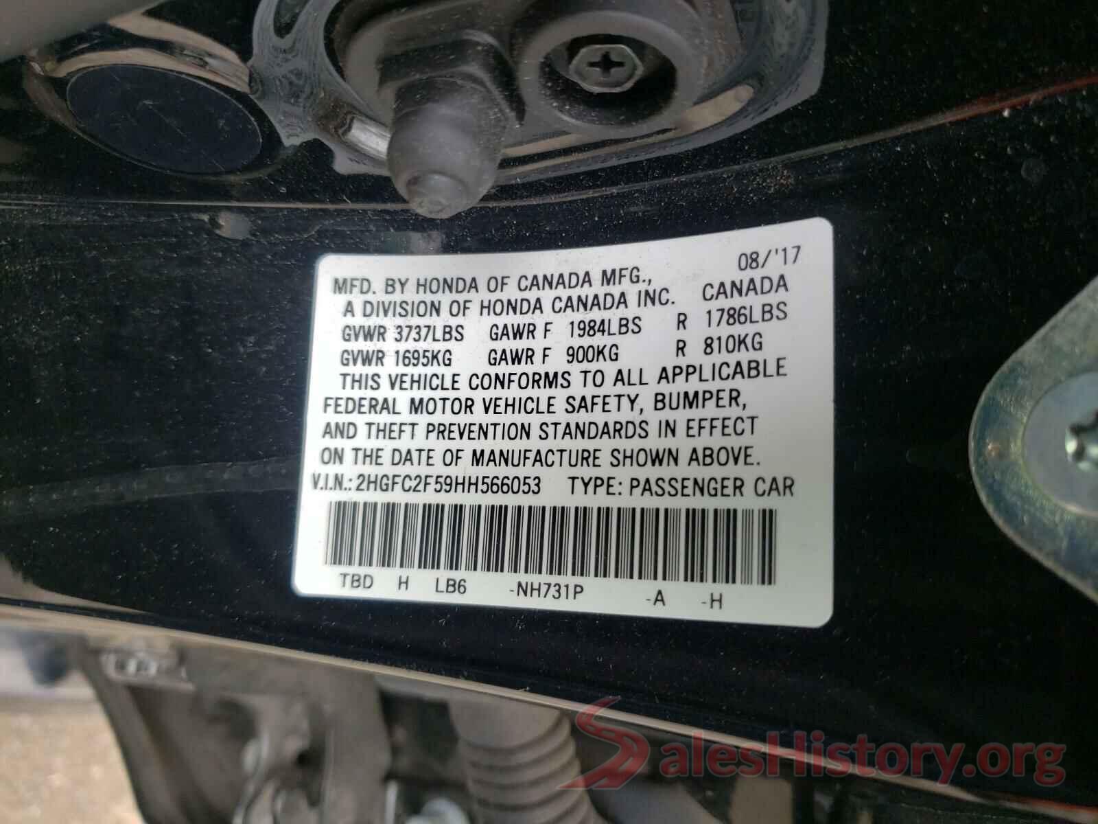 2HGFC2F59HH566053 2017 HONDA CIVIC