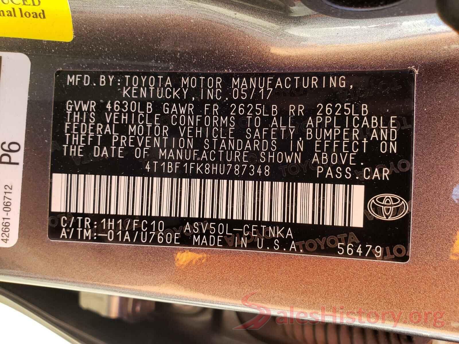 4T1BF1FK8HU787348 2017 TOYOTA CAMRY