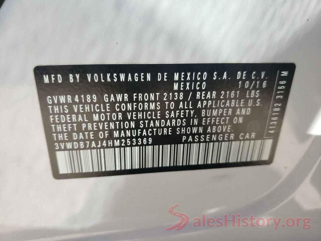 3VWDB7AJ4HM253369 2017 VOLKSWAGEN JETTA