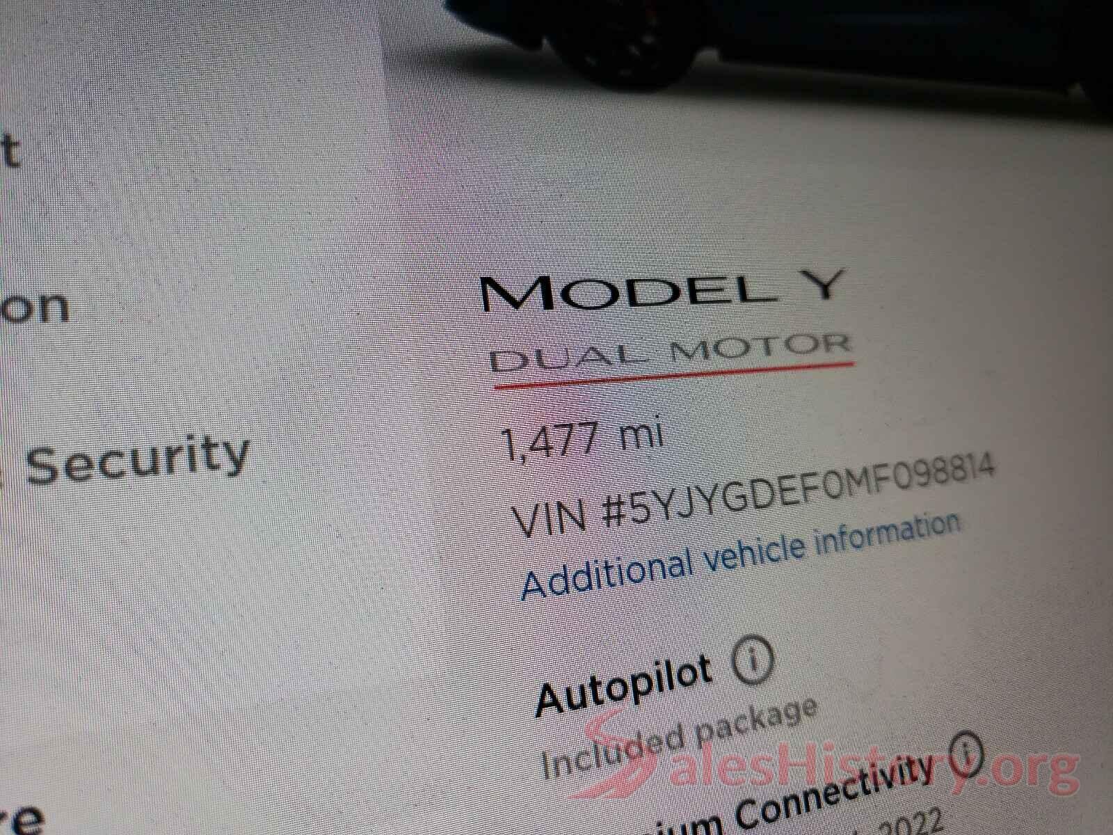 5YJYGDEF0MF098814 2021 TESLA MODEL Y