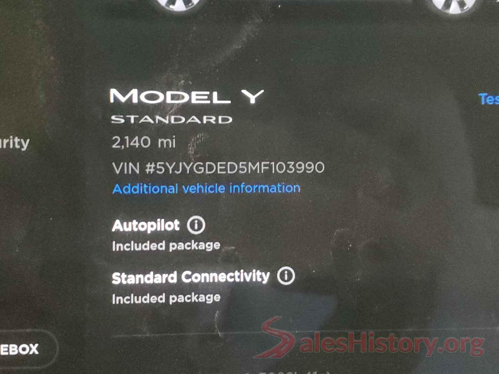 5YJYGDED5MF103990 2021 TESLA MODEL Y