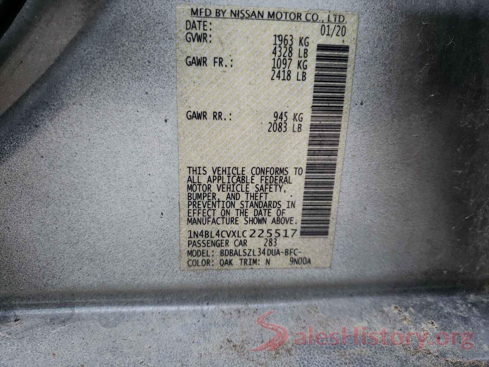 1N4BL4CVXLC225517 2020 NISSAN ALTIMA