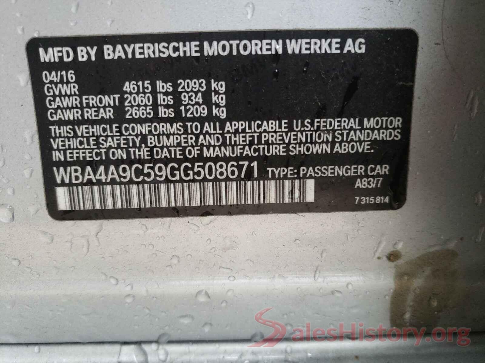 WBA4A9C59GG508671 2016 BMW 4 SERIES