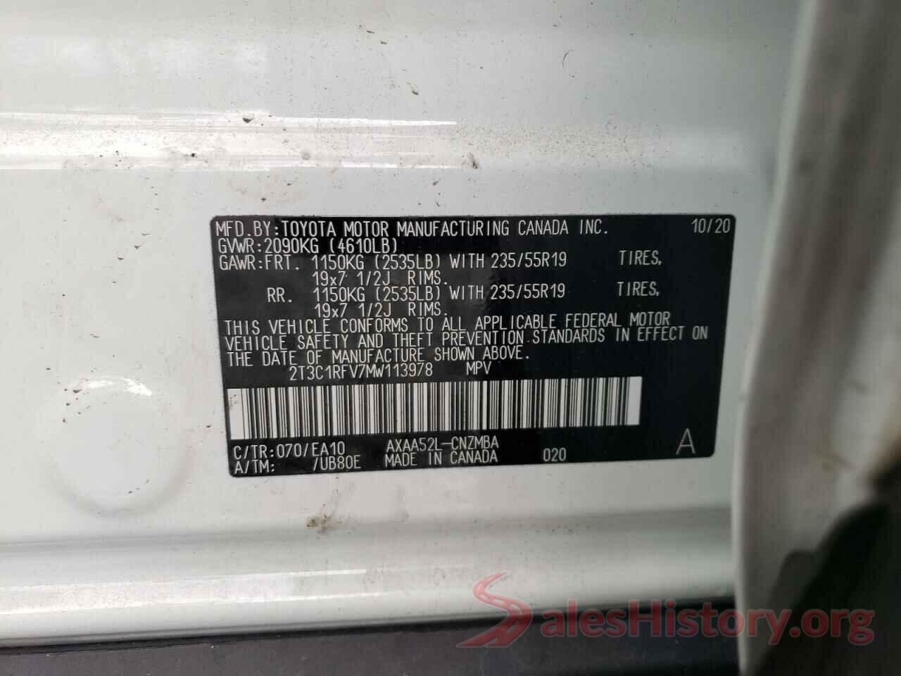 2T3C1RFV7MW113978 2021 TOYOTA RAV4