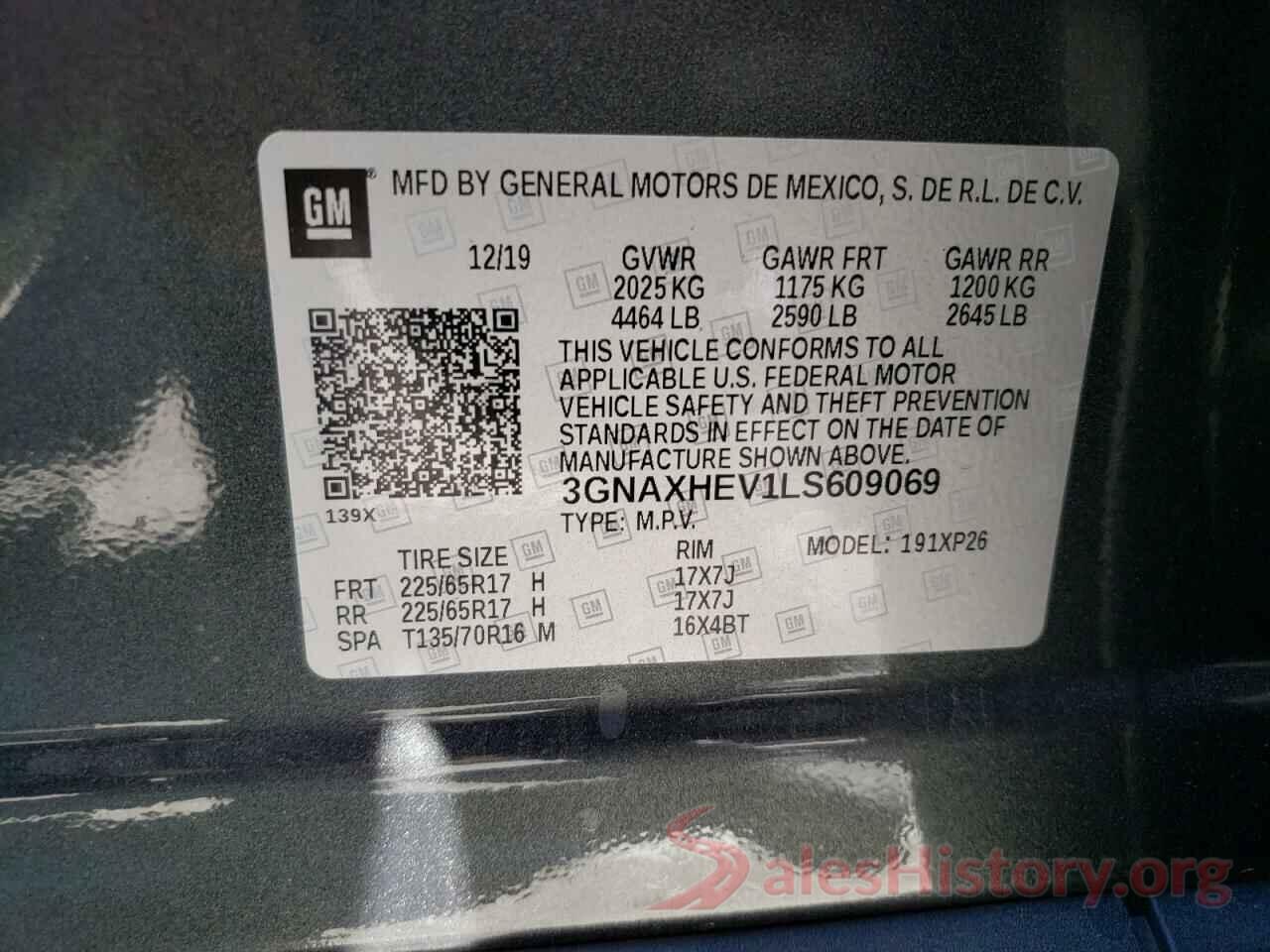 3GNAXHEV1LS609069 2020 CHEVROLET EQUINOX