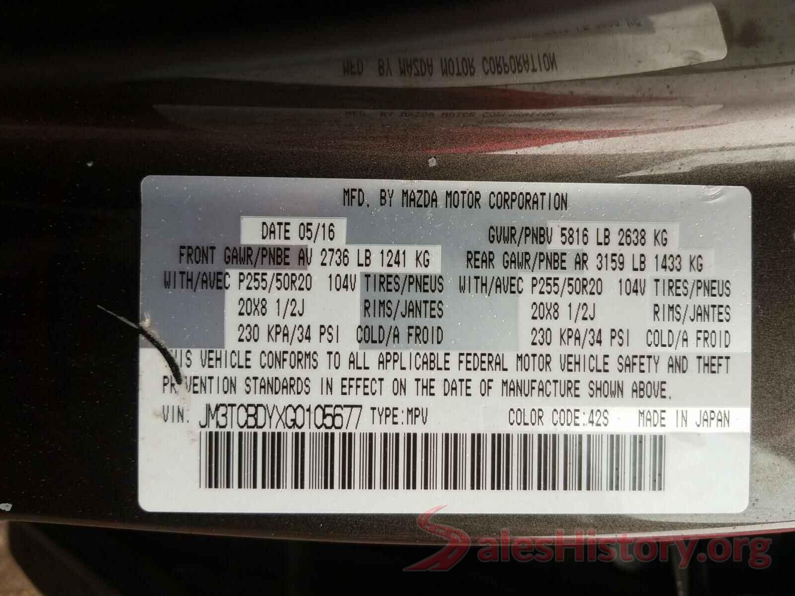 JM3TCBDYXG0105677 2016 MAZDA CX-9