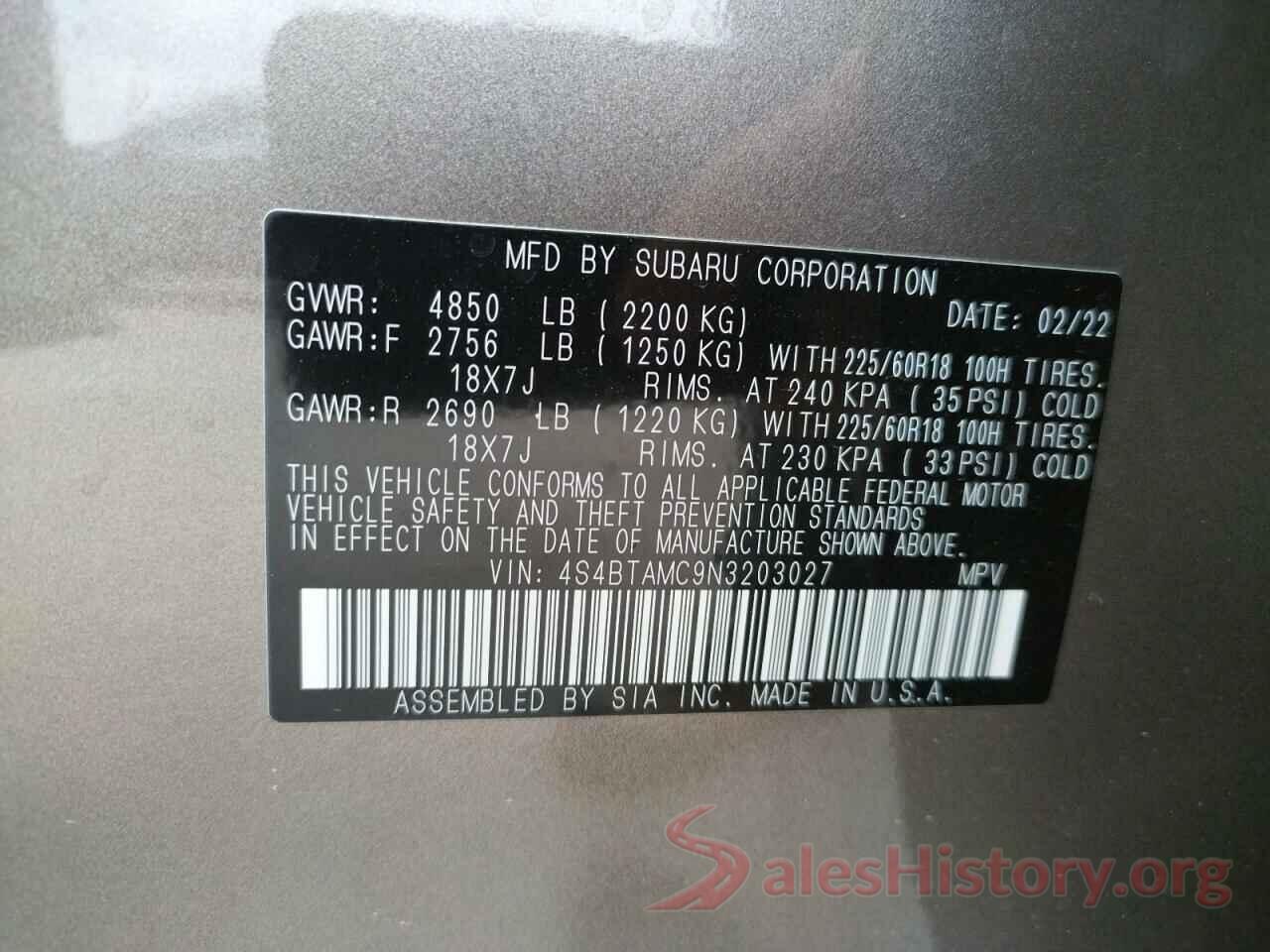 4S4BTAMC9N3203027 2022 SUBARU OUTBACK