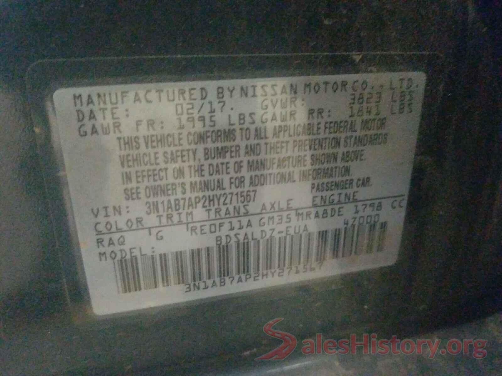 3N1AB7AP2HY271567 2017 NISSAN SENTRA