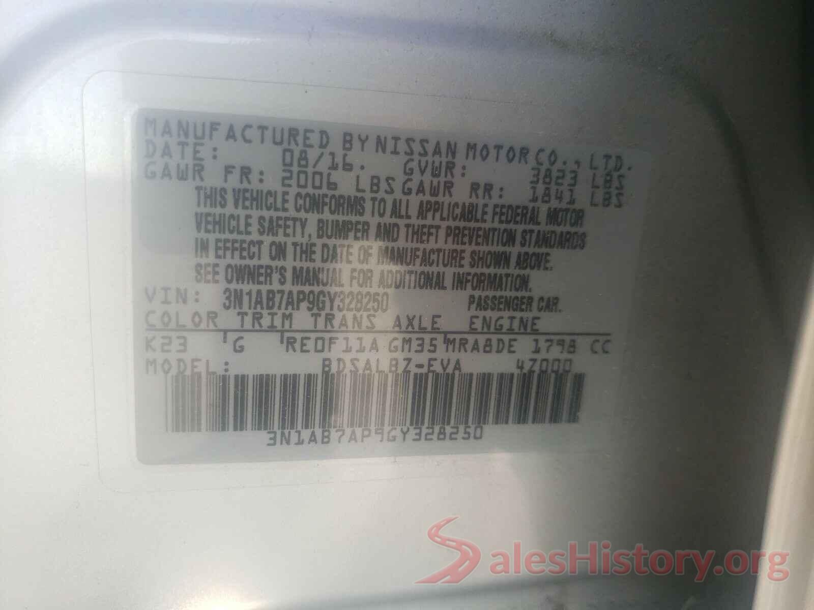 3N1AB7AP9GY328250 2016 NISSAN SENTRA