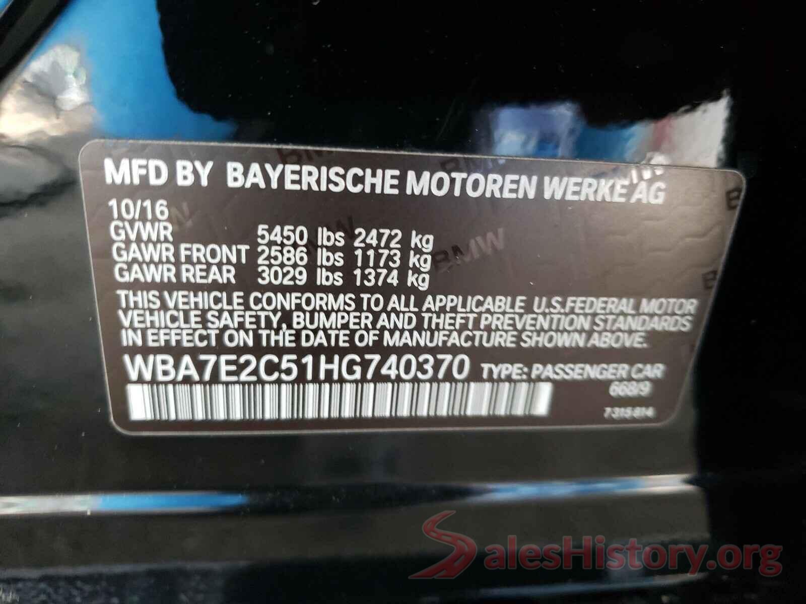 WBA7E2C51HG740370 2017 BMW 7 SERIES