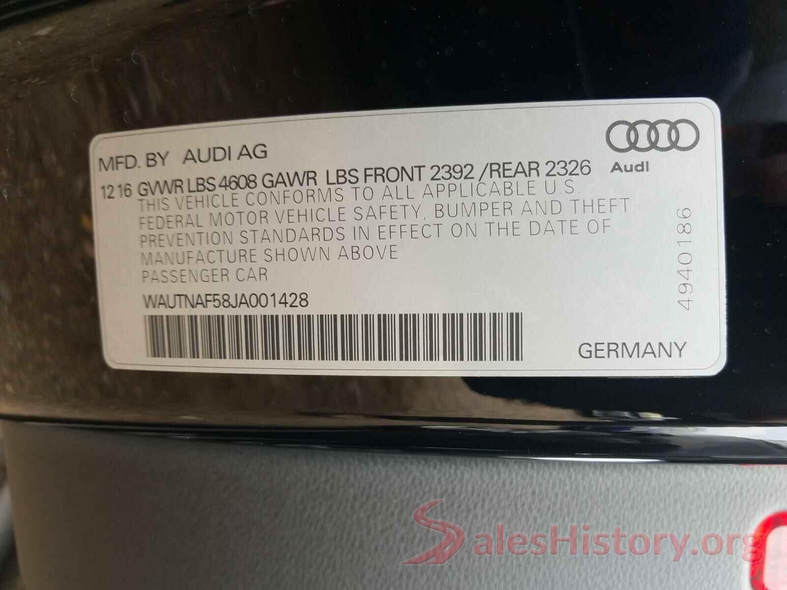 WAUTNAF58JA001428 2018 AUDI A5