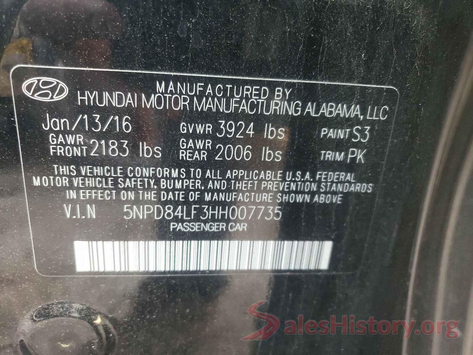 5NPD84LF3HH007735 2017 HYUNDAI ELANTRA