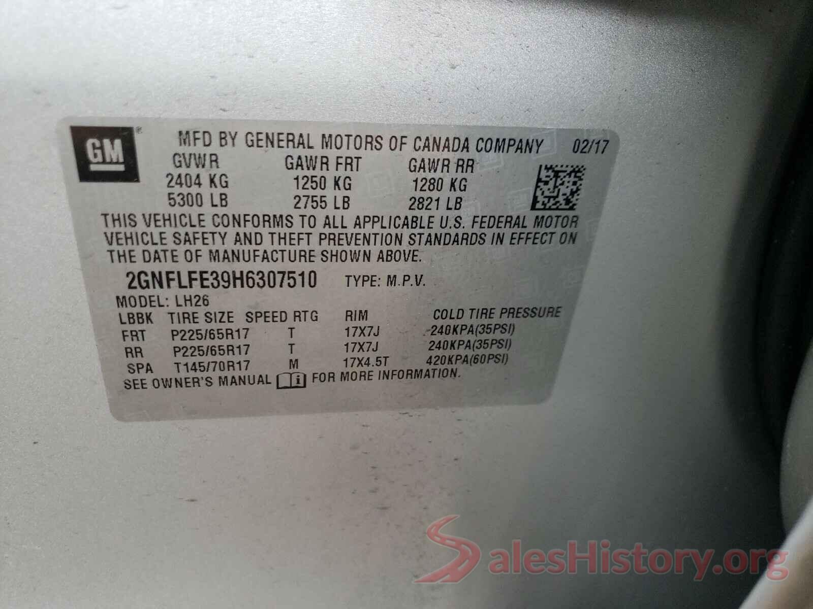 2GNFLFE39H6307510 2017 CHEVROLET EQUINOX