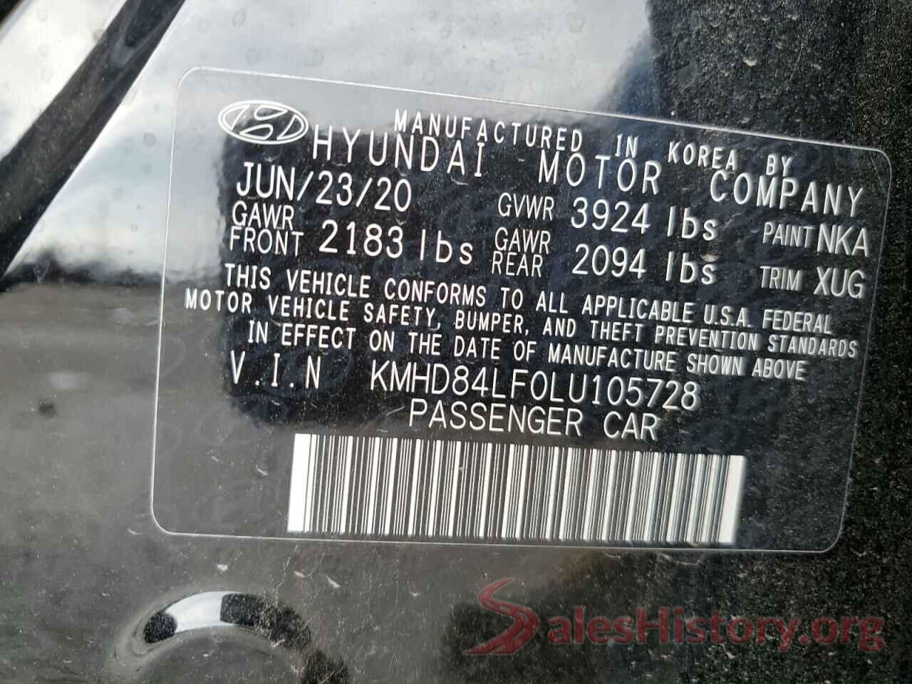 KMHD84LF0LU105728 2020 HYUNDAI ELANTRA