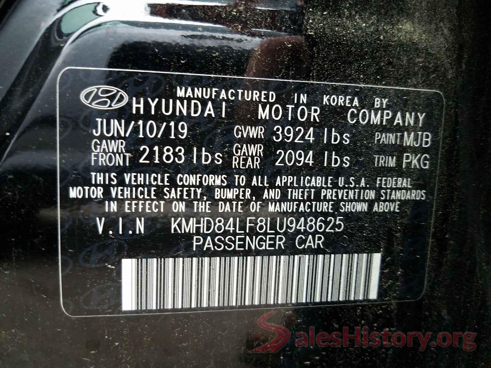 KMHD84LF8LU948625 2020 HYUNDAI ELANTRA