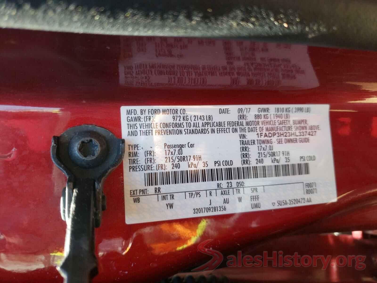 1FADP3H23HL337427 2017 FORD FOCUS