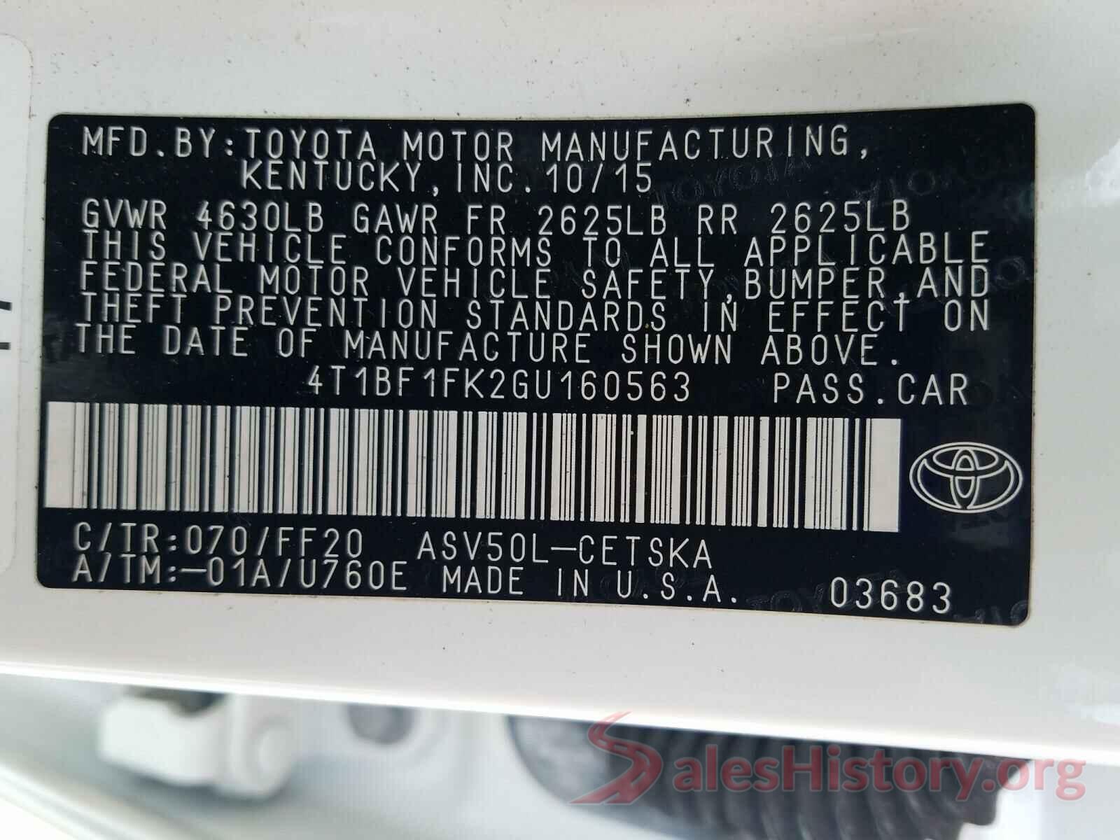 4T1BF1FK2GU160563 2016 TOYOTA CAMRY