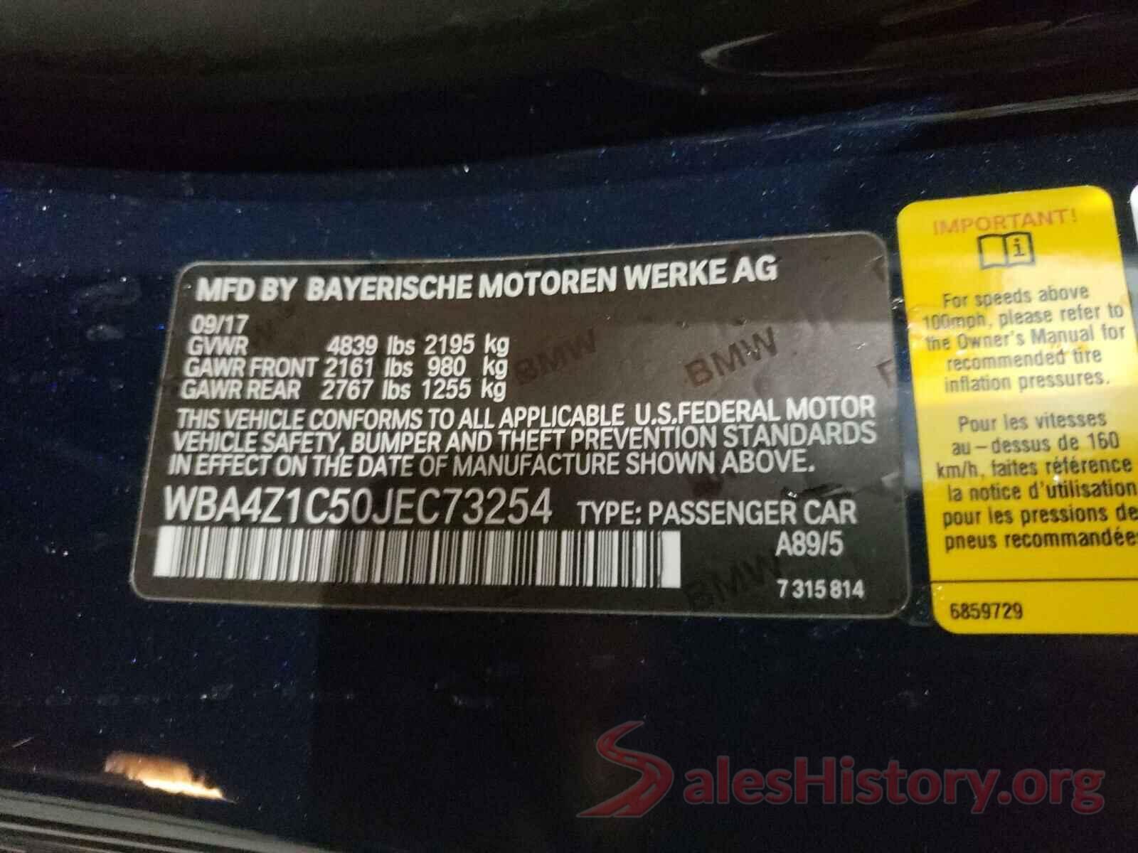 WBA4Z1C50JEC73254 2018 BMW 4 SERIES