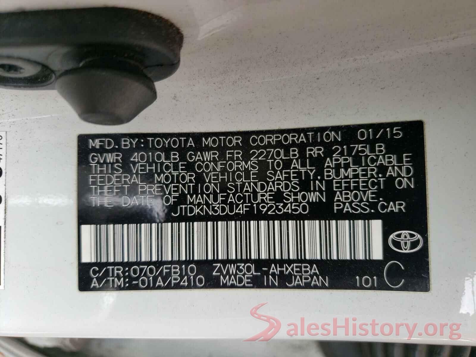 JTDKN3DU4F1923450 2015 TOYOTA PRIUS