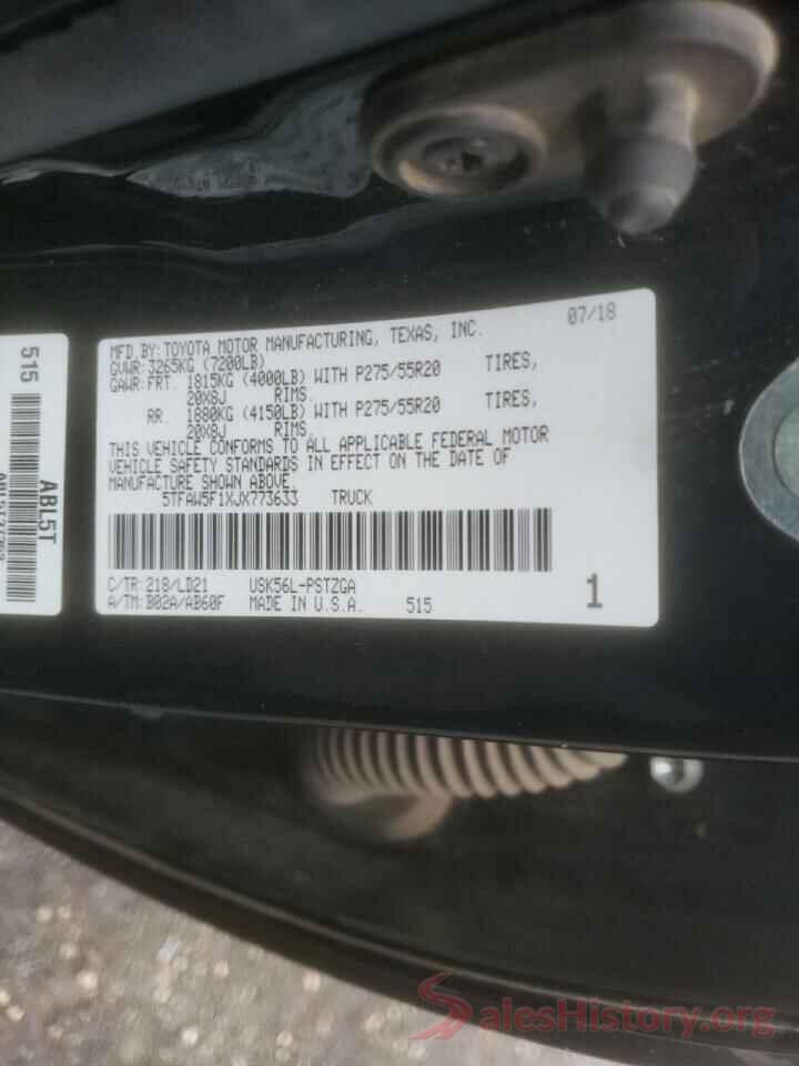 5TFAW5F1XJX773633 2018 TOYOTA TUNDRA