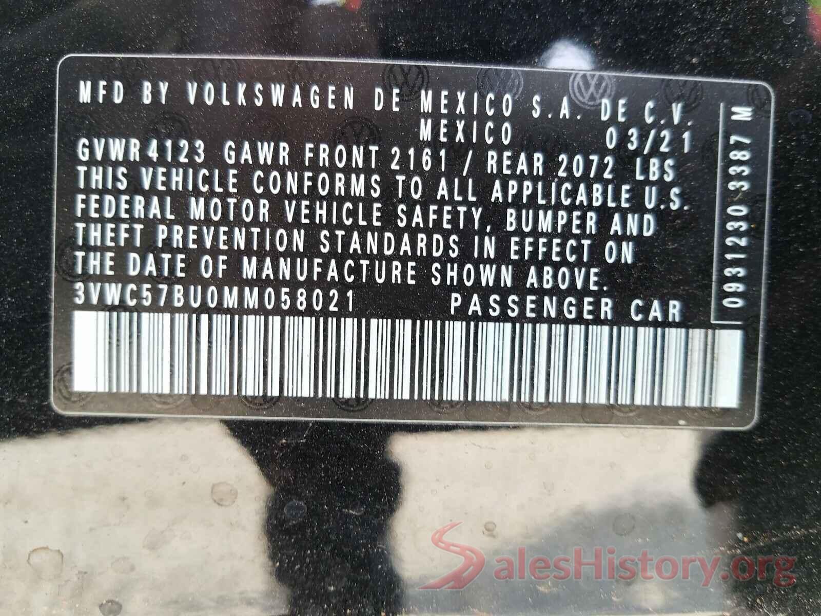 3VWC57BU0MM058021 2021 VOLKSWAGEN JETTA